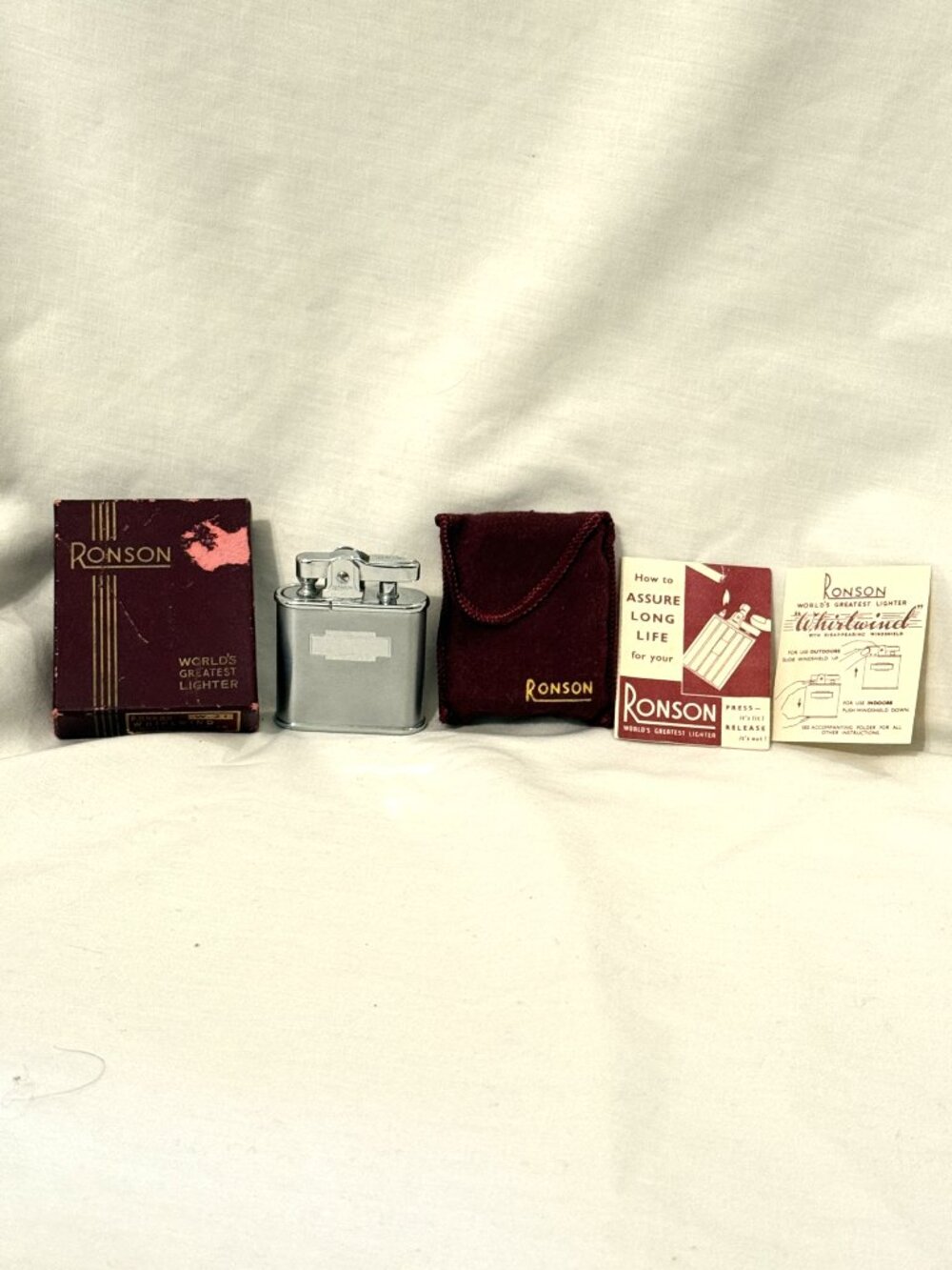 Ronson Whirlwind Chromium Butler S21 Lighter New in Box Paperwork Vintage Retro